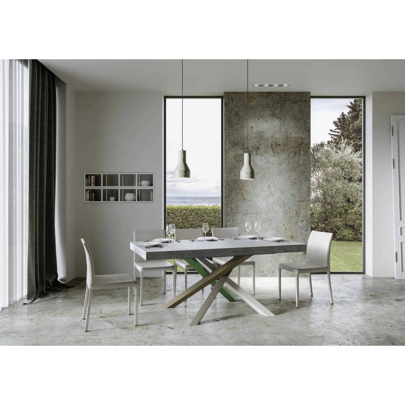 Tavolo allungabile 180/440x90 cm Volantis Premium telaio Multicolore 4/A - Cemento