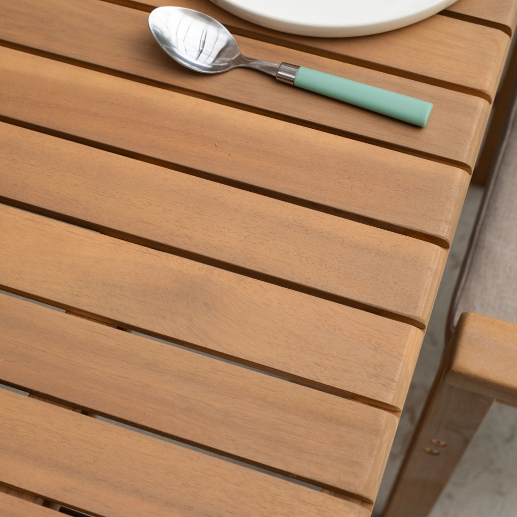 Set di mobili da giardino allungabili 180/240cm PADAR in legno di acacia 8 posti - cuscini sabbia