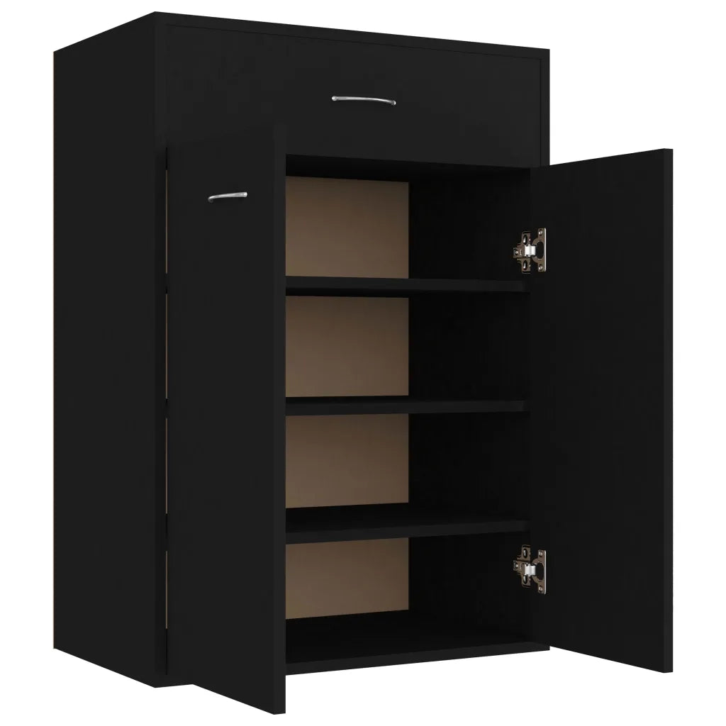 Scarpiera Nera 60x35x84 cm in Legno Multistrato 801072