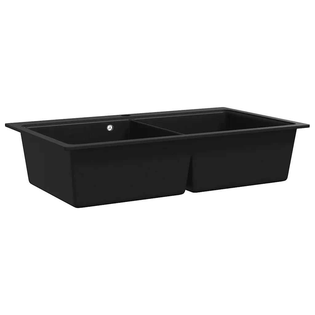 Lavandino Cucina Granito Nero Doppio con Montaggio Sopra CFW5910818