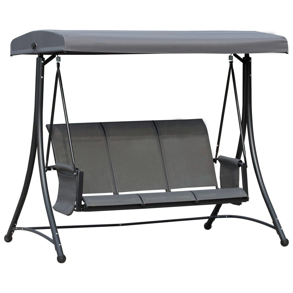 Dondolo da Giardino 3 Posti con Tettuccio ¨C Xylo ¨C Alluminio, Grigio, 196x128x172 cm