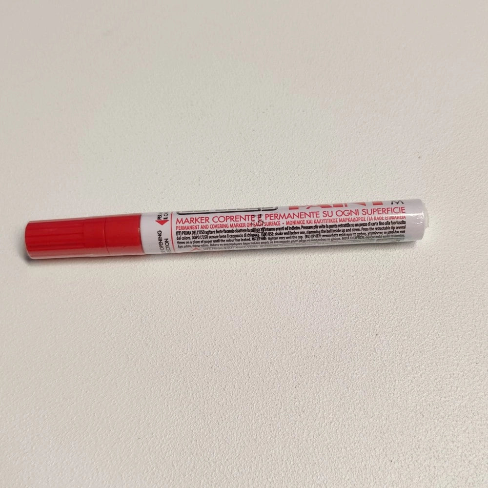 Paint pennarello colore rosso punta grossa indelebile coprente permanente su ogni superficie