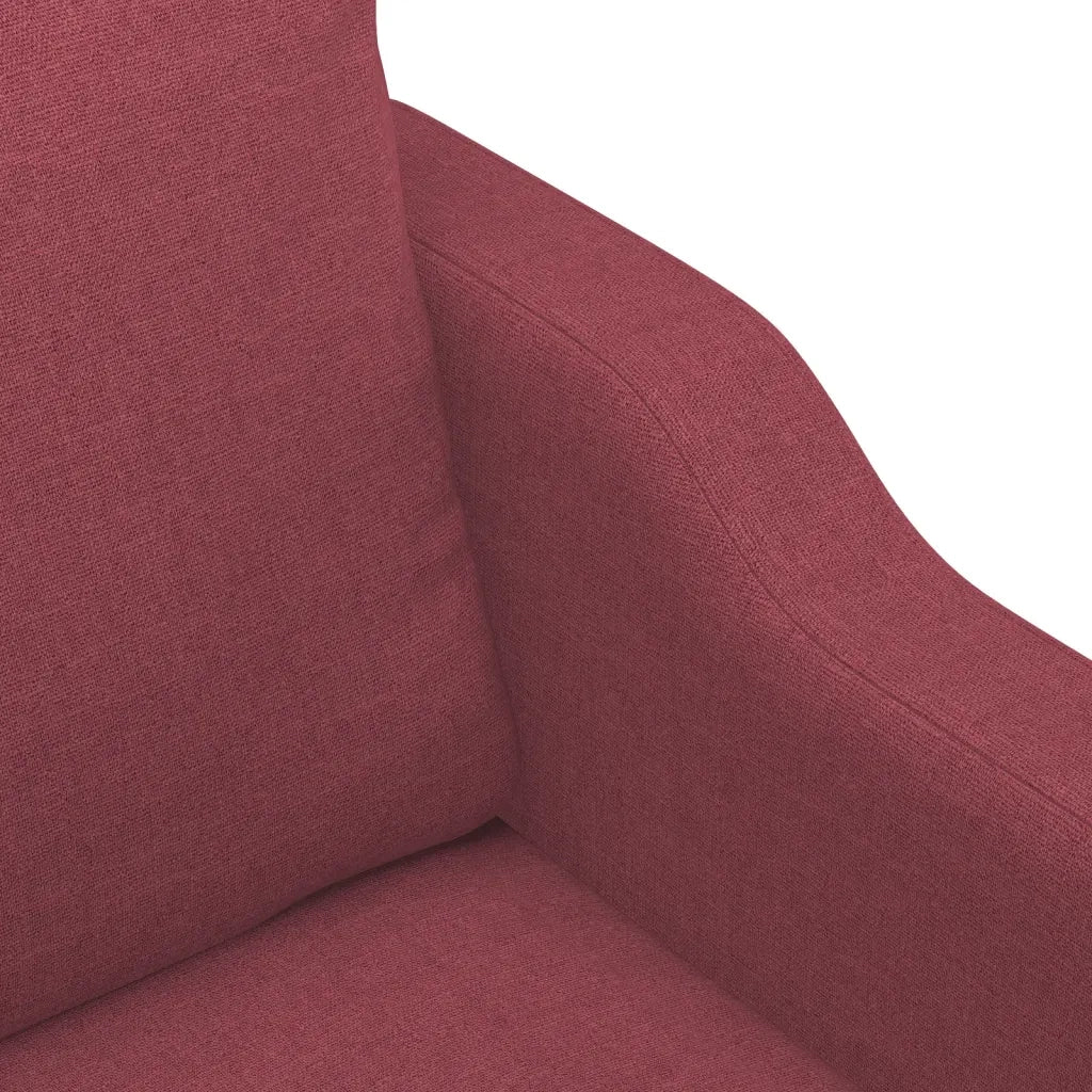 Set di Divani 3 pz con Cuscini Rosso Vino in Tessuto