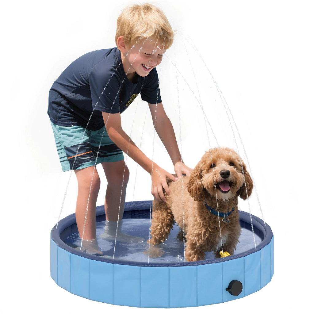 Piscina per Cani Pieghevole ¨C Minimal ¨C PVC Antiscivolo ?80x20 cm Blu Chiaro
