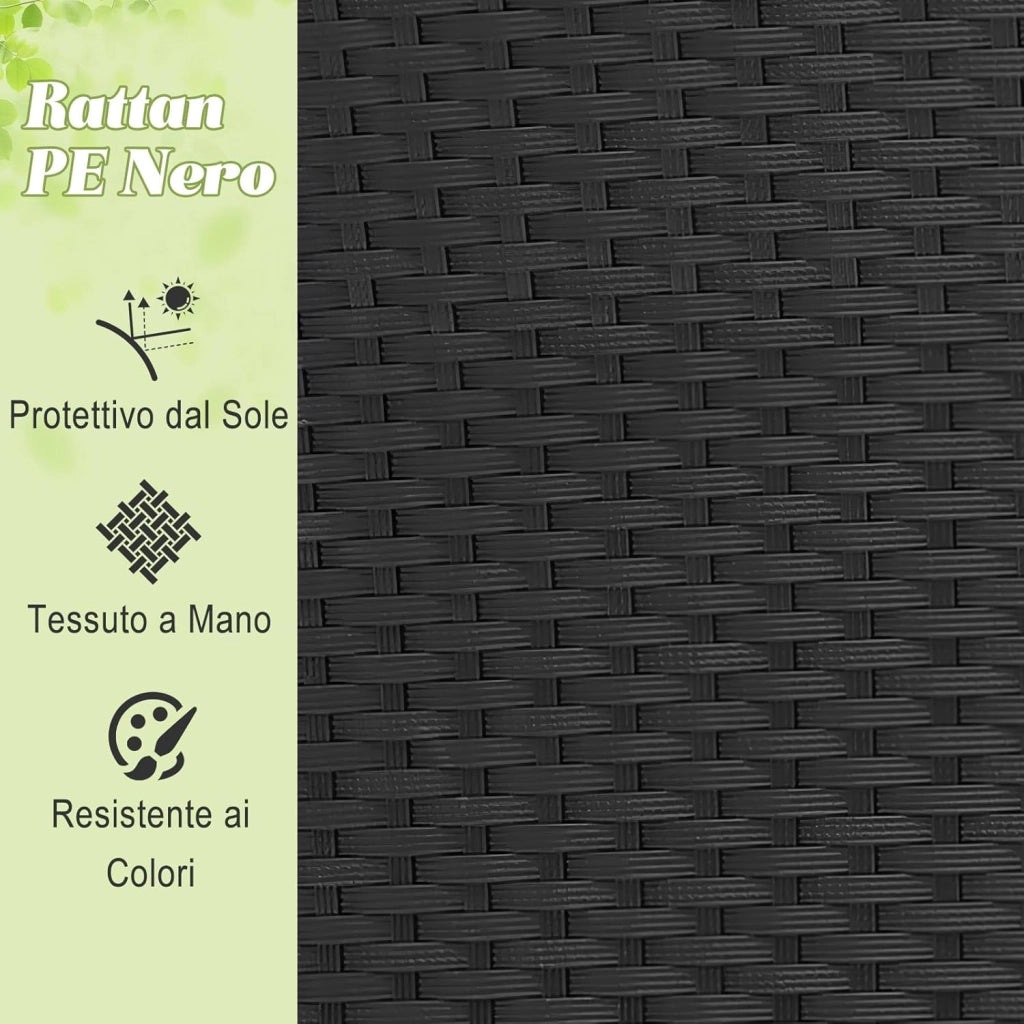2 in 1 Isola Prendisole da Giardino per 2 Persone, Lettino Prendisole in Rattan con Tettuccio Retrattile, Divanetto Letto da Esterno con Cuscini per Terrazzo Balcone, 187x180x157 cm (Grigio)