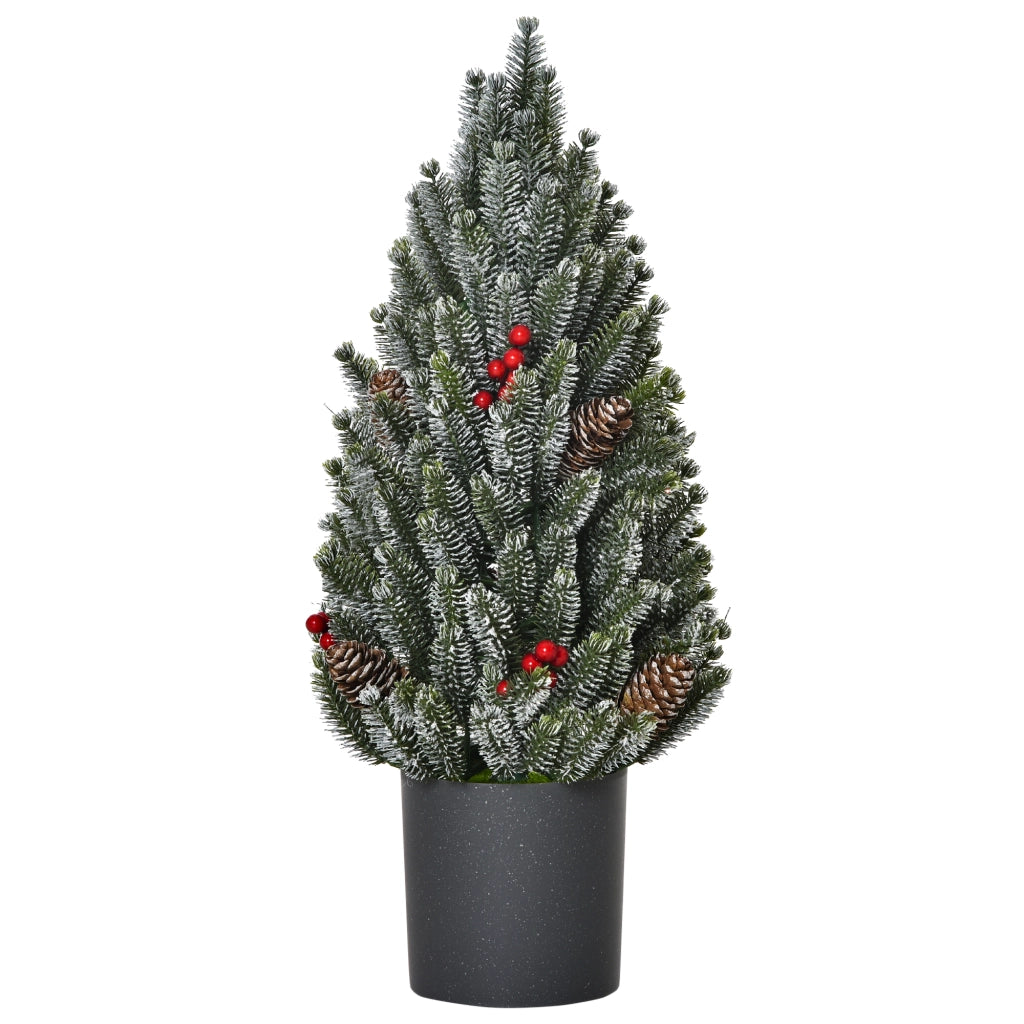 Albero di Natale 50 cm con pigne e bacche rosse ¨C zephmum ¨C vaso incluso