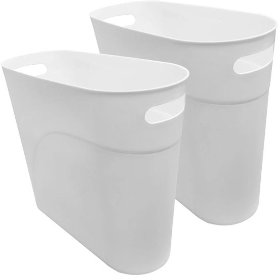 Contenitore di rifiuto in plastica, 10L, contenitore sottile per bagno, toilette, camera da letto, soggiorno, home office, bianco