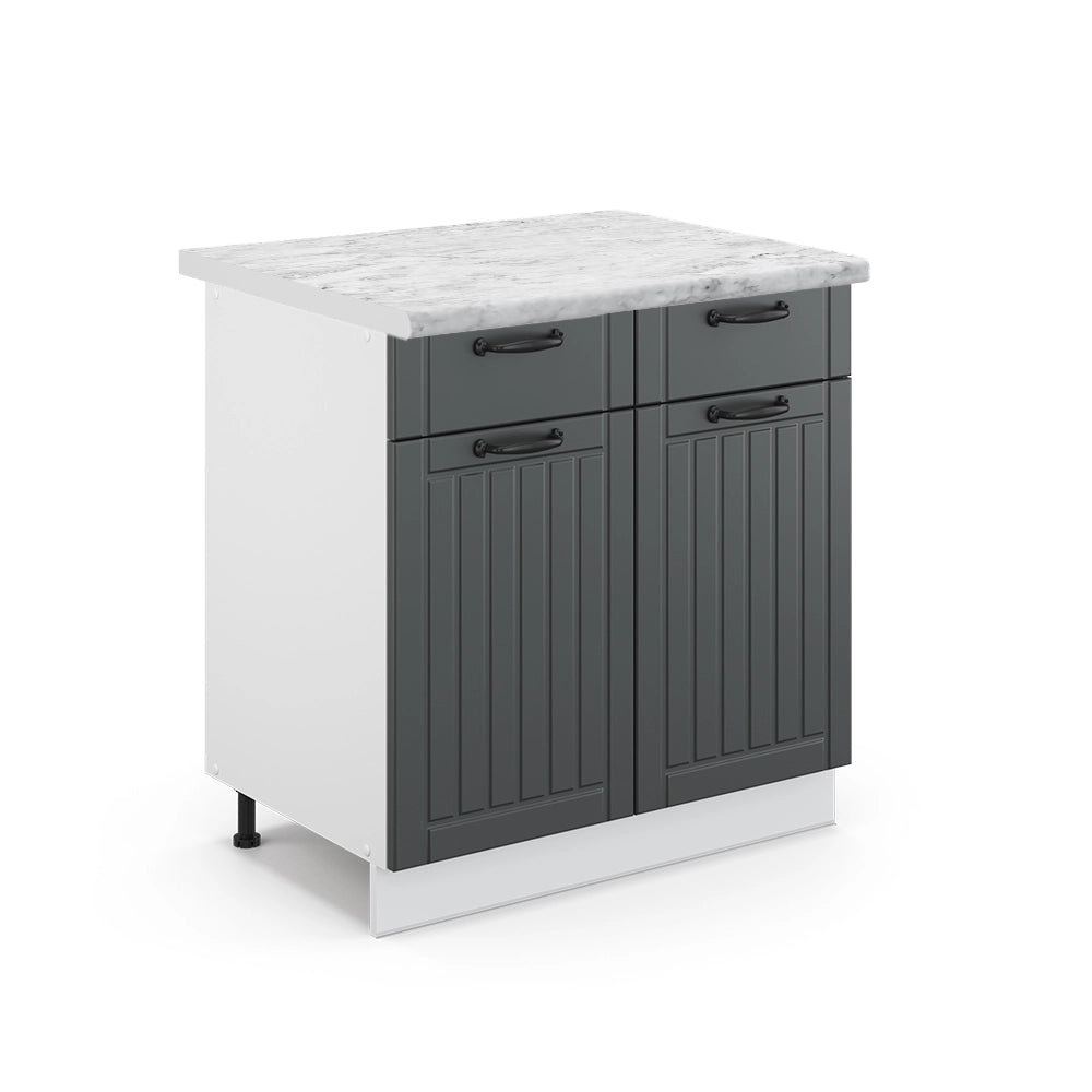 Mobiletto base per cucina Fame-Line Antracite rustico/Bianco 80 cm, PL Marmo Vicco