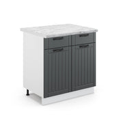 Mobiletto base per cucina Fame-Line Antracite rustico/Bianco 80 cm, PL Marmo Vicco