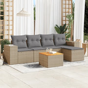Set Divano da Giardino 6 pz con Cuscini Beige in Polyrattancod mxl 88046