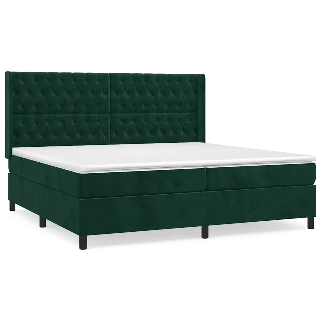 Giroletto a Molle con Materasso Verde Scuro 200x200 cm Velluto 3132882