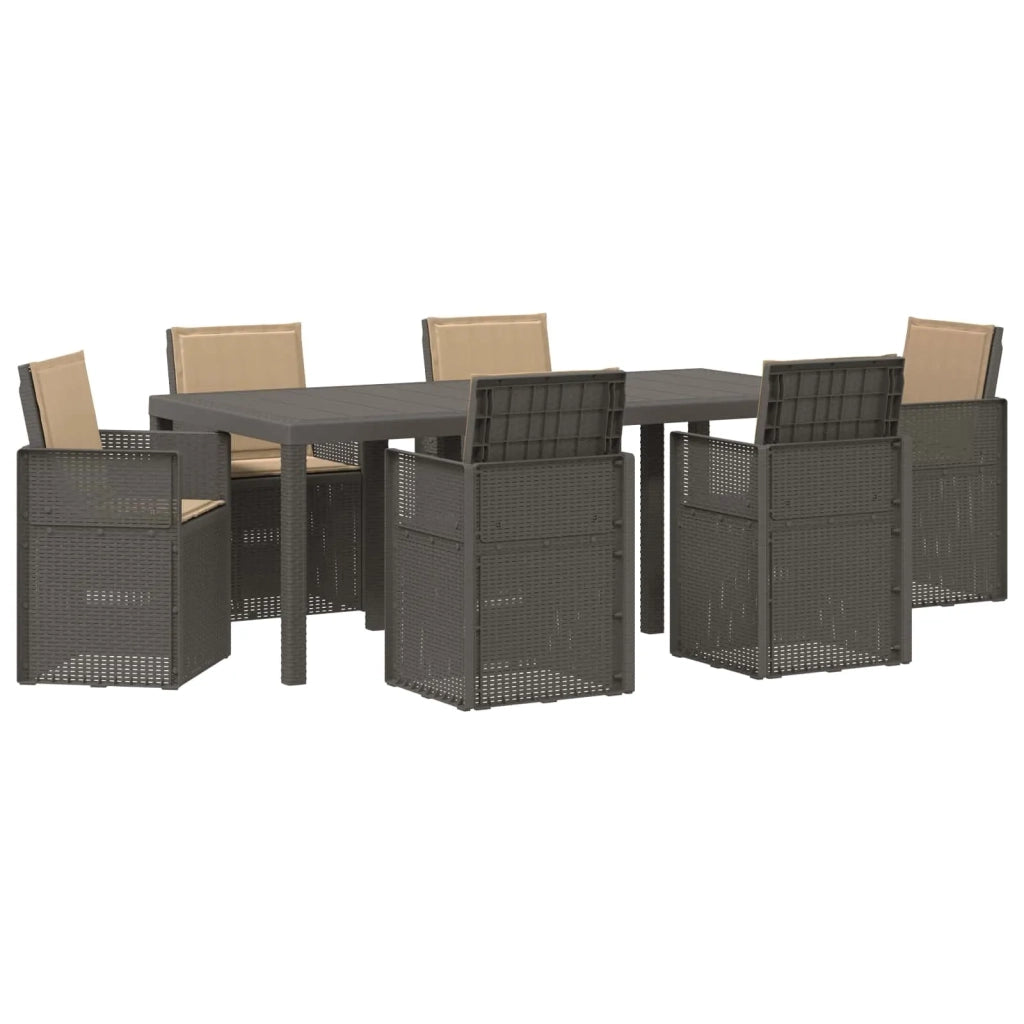 Set da Pranzo per Giardino 7 pcs Grigio chiaro e Tortora PP