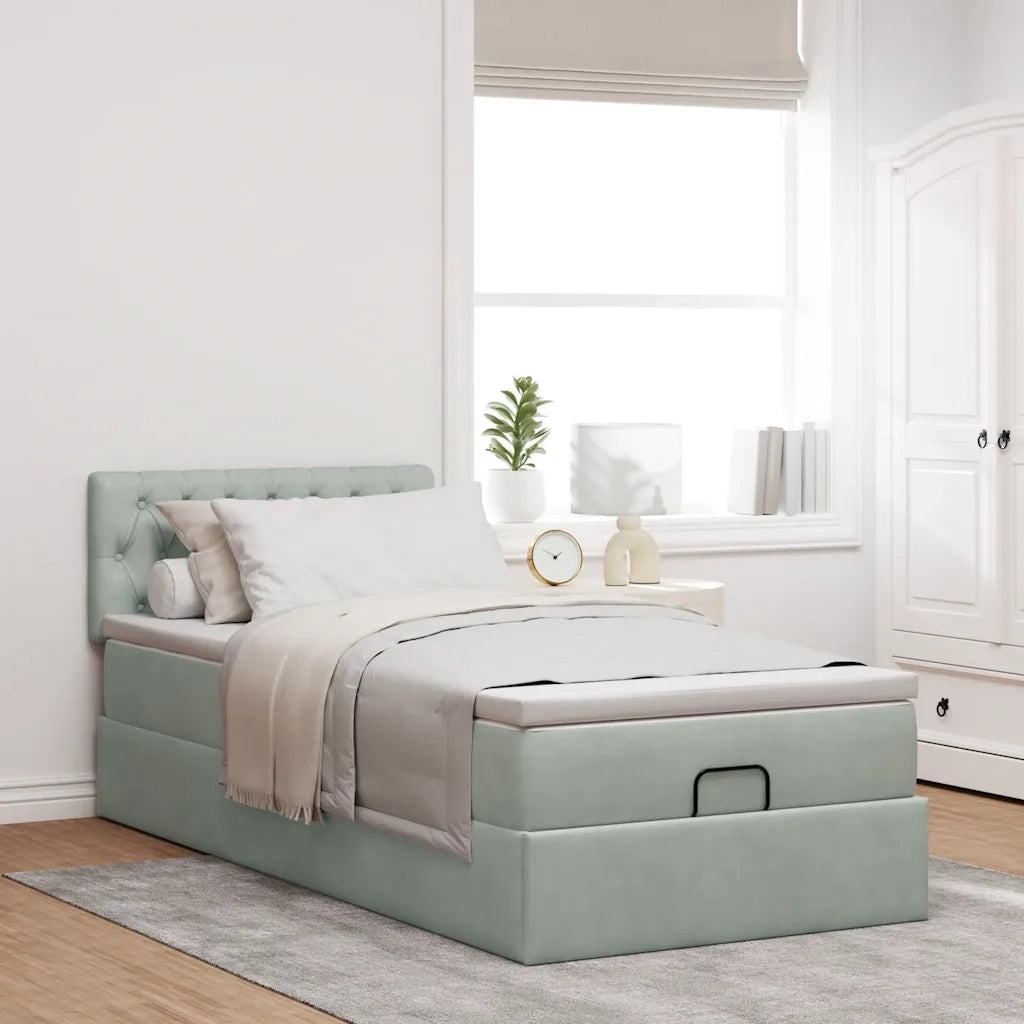 Struttura Letto Pouf con Materasso 80x200 cm in Velluto 3311807