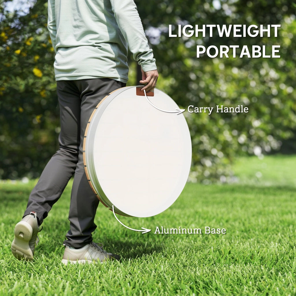 Doccia da Giardino Portatile Ø70,5x7,5 cm Getti d'Acqua Regolabili fino a 4 m in Polistirene Effetto Legno