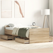 Giroletto con Testiera e Pediera-Struttura Letto Rovere Sonoma 90x190 cm