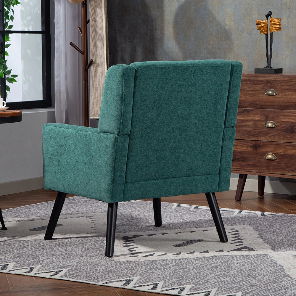 Poltrona imbottita in pelle scamosciata - Xylo - Stile mid-century, piedi in legno massello