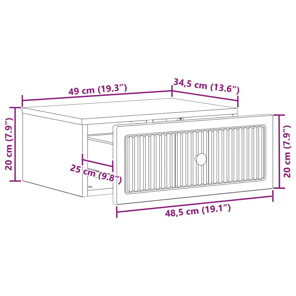 Armadio da Notte Rovere Fumo 49 x 34,5 x 20 cm 897945