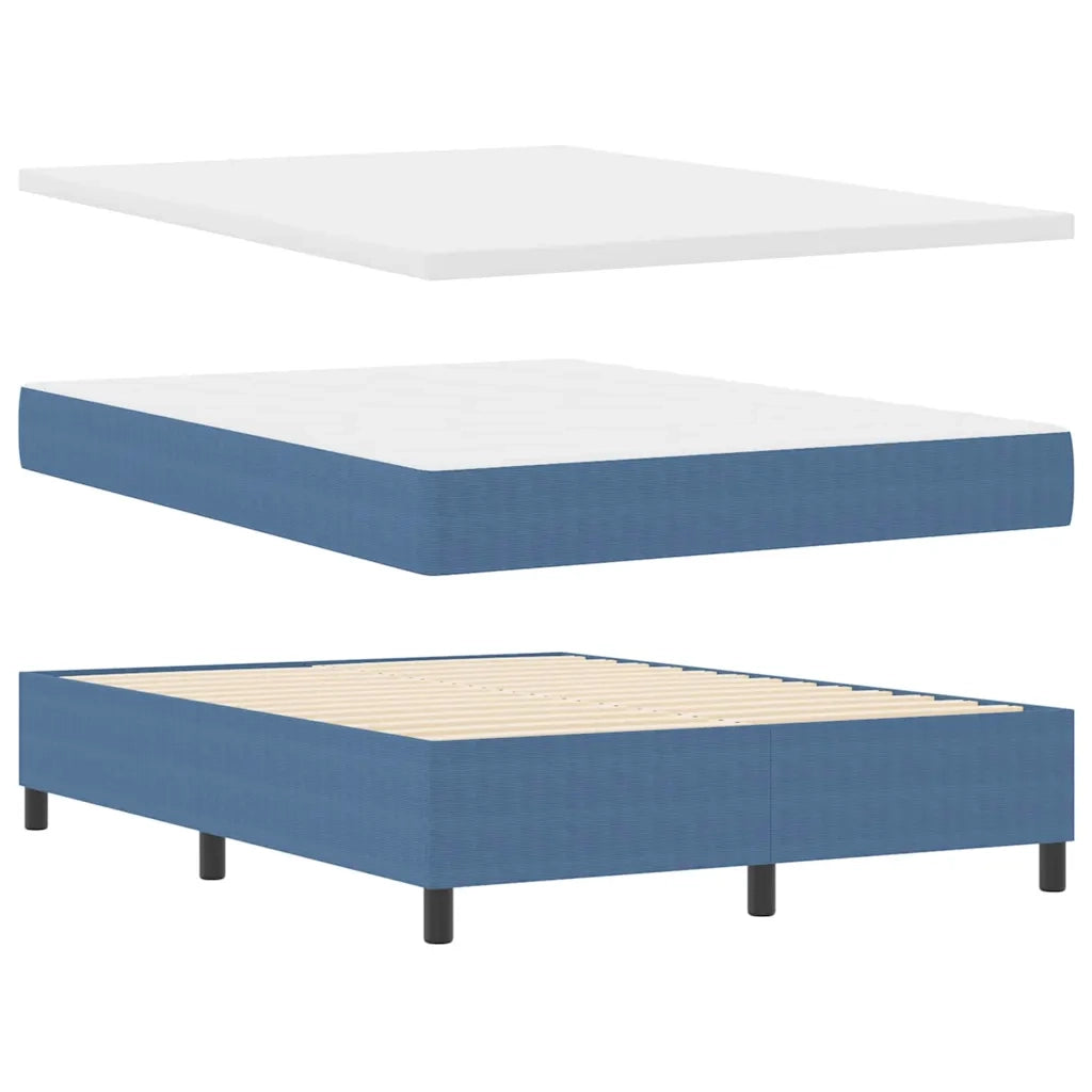 Letto a molle Blu e Bianco 160 x 200 cm Tessuto in Cords