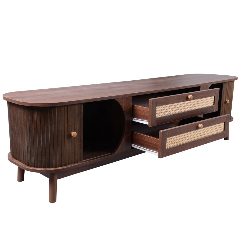 Mobile TV con Ante e Cassetti in Legno con Rattan ¨C MINIMAL ¨C Stile Country