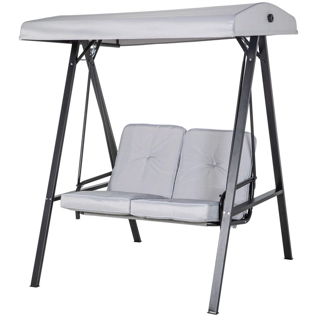 Altalena Giardino 2 Posti con Tetto Regolabile ¨C Zephmum ¨C Grigio 145x116x172 cm