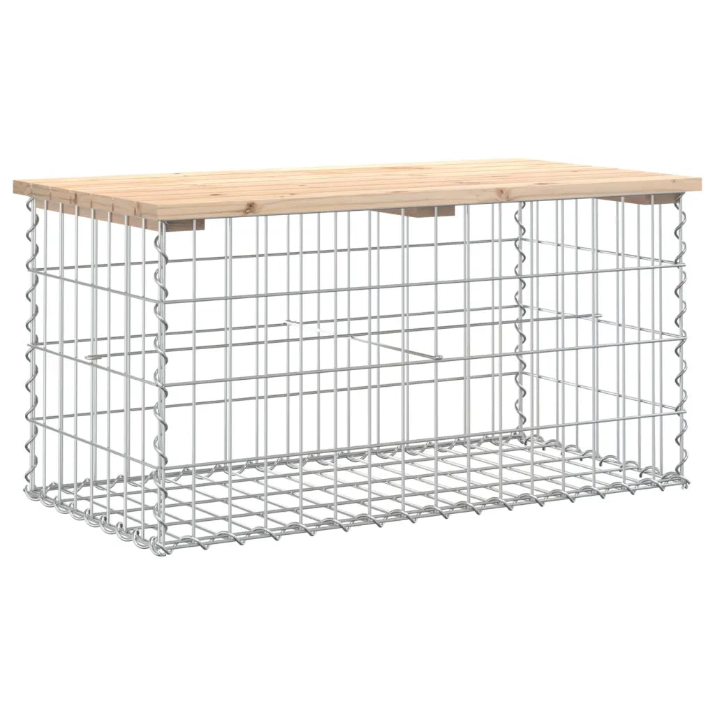 Panchina Giardino | Panca da Giardino Design Gabbione 83x44x42 cm Legno Massello Pino