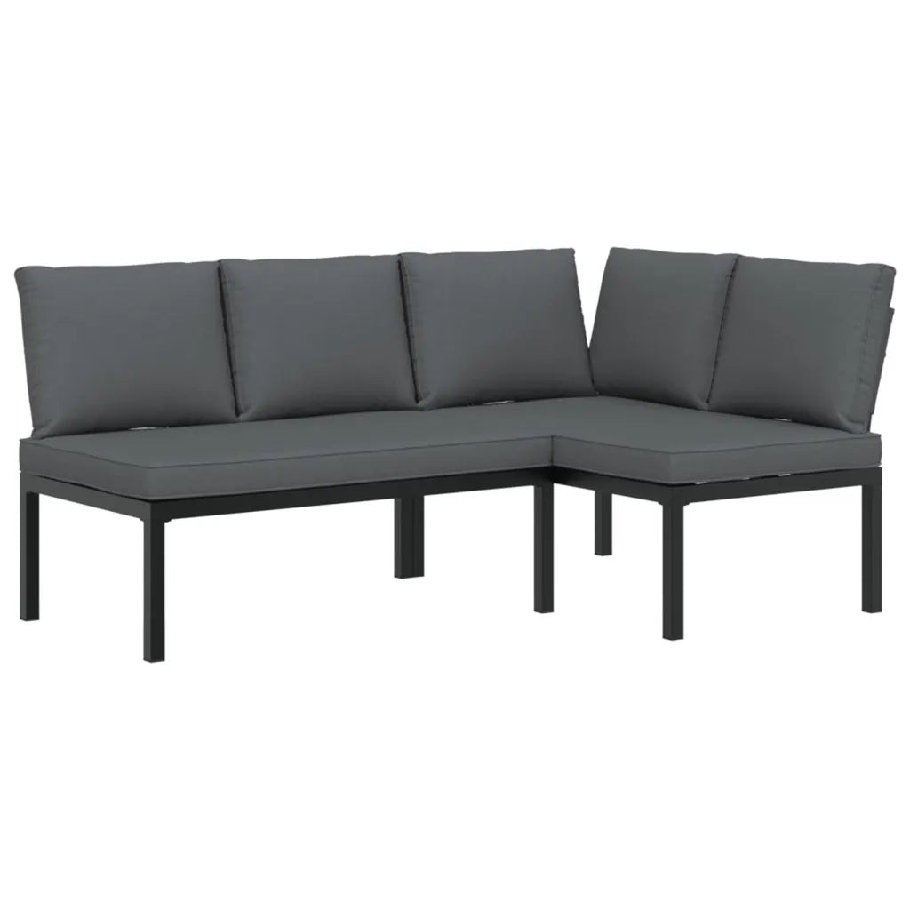 Set Divani da Giardino 2 pz con Cuscini in Alluminio Nero 3283686