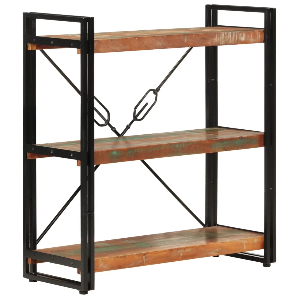 Libreria 3 Livelli-Scaffale per Libri-Mobile di Stoccaggio 77x30x80 cm Legno Massello Recupero e Ferro
