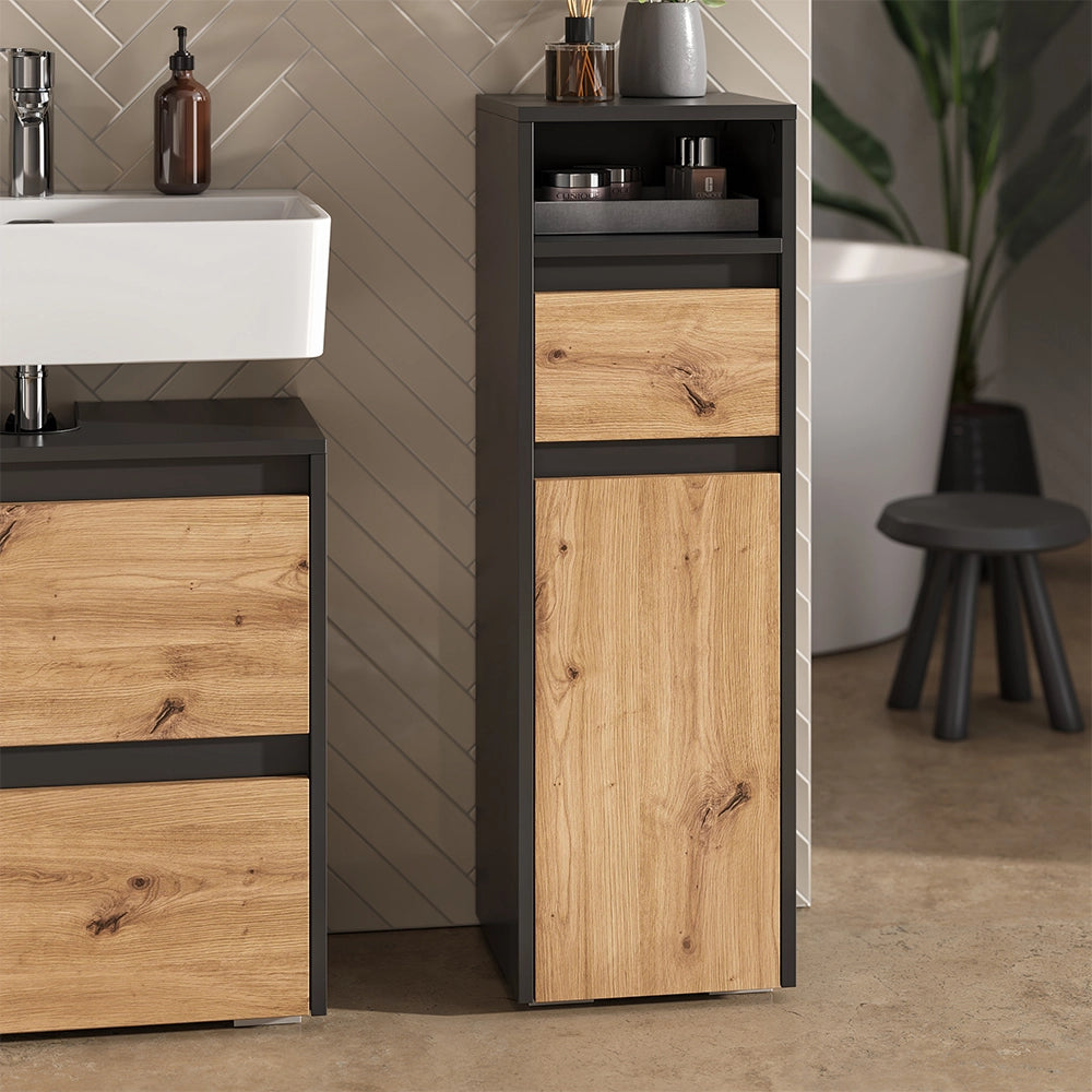 Vicco mobiletto bagno Antracite/Artisan 30.2 x 96.3 cm con cassetto e anta