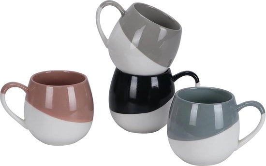 Set di tazze da caffè e tè a doppio strato ceramico a due colori, con 4 tazze
