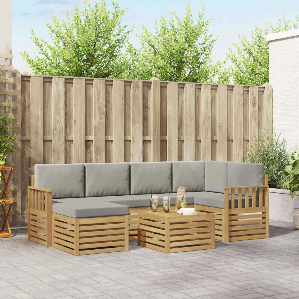 Set di divani da esterno 7 pcs Bianco e Grigio Chiaro 3392146