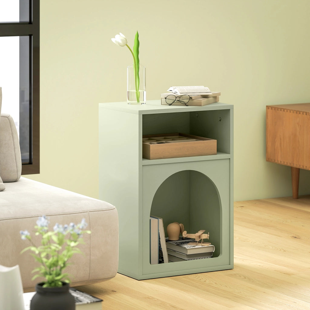 Comodino con 2 Ripiani Aperti Design Arco ¨C zephmum ¨C Verde 40x30x60 cm