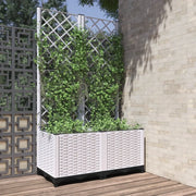 Fioriera da Giardino con Graticcio-Vaso da Esterno-Fioriera con Griglia Bianco 80x40x136 cm PP