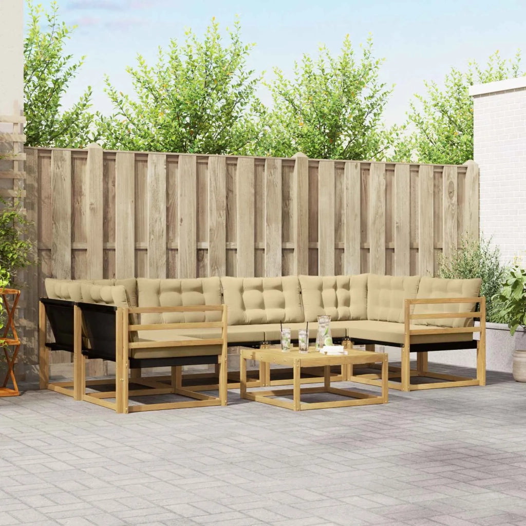 Set di divani da esterno 7 pz Bianco e Beige 3388459