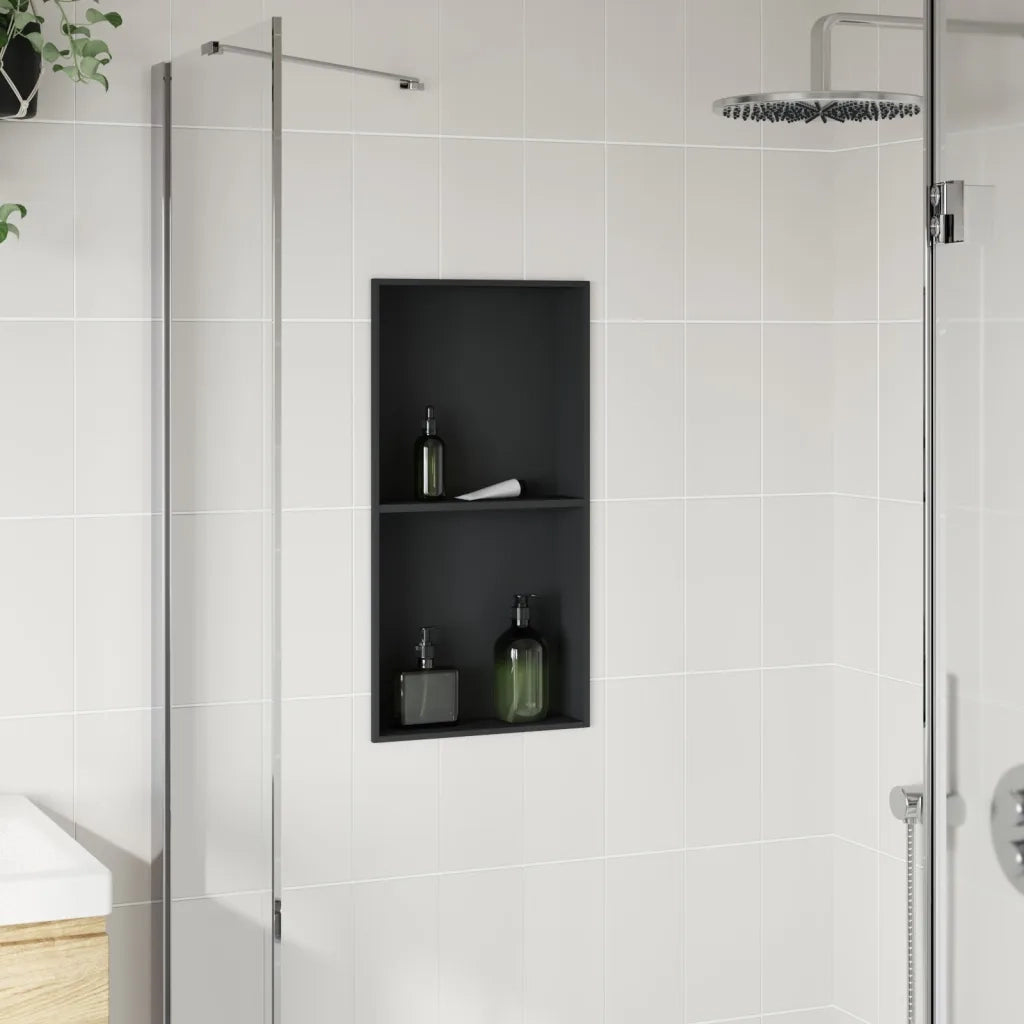 Nicchia per Doccia Nero Opaco 32x62x9cm in Acciaio Inox CFW7796087