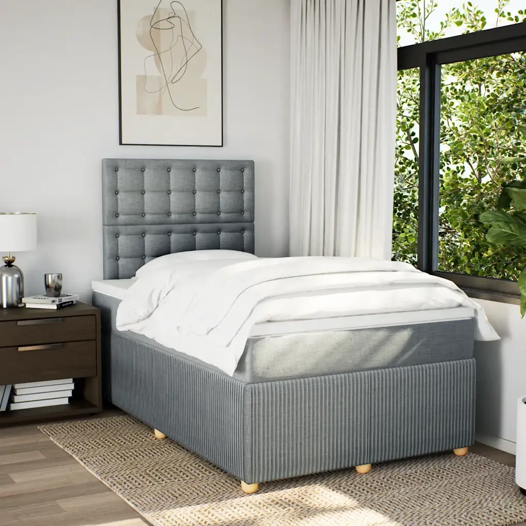 Giroletto a Molle con Materasso Grigio Chiaro 120x190cm Tessuto 3294309