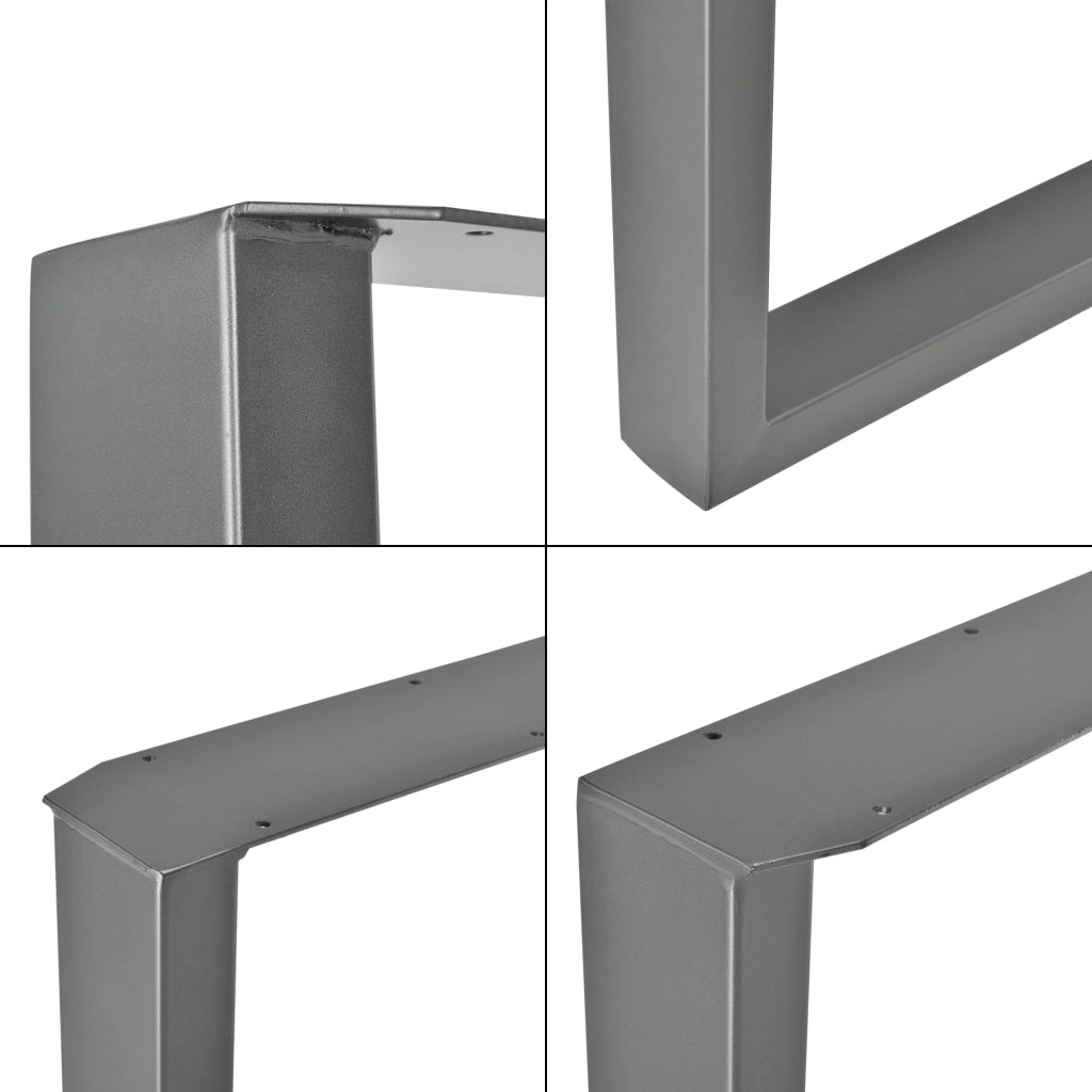 Set di 2 gambe rettangolari per tavolo in metallo 64 cm grigio acciaio 03_0003672