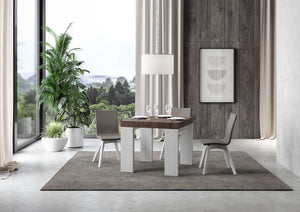 Tavolo Allungabile 90/246x90x77 cm Roxell Mix piano Noce gambe Bianco Frassino