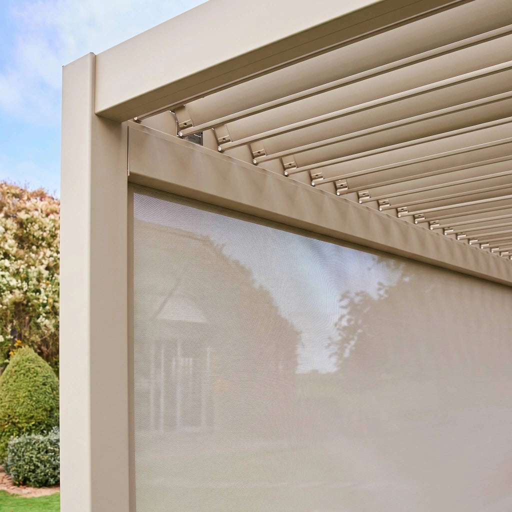tenda laterale avvolgibile alluminio e textilene per pergola, 4m ,