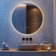 Specchio Rotondo LED da 60 cm, Specchio da Bagno da Parete con Luminosità Regolabile, Retroilluminato Morbido, Vetro Temperato con Funzione Memoria e Anti-Appannamento (60 cm x 2,8 cm)