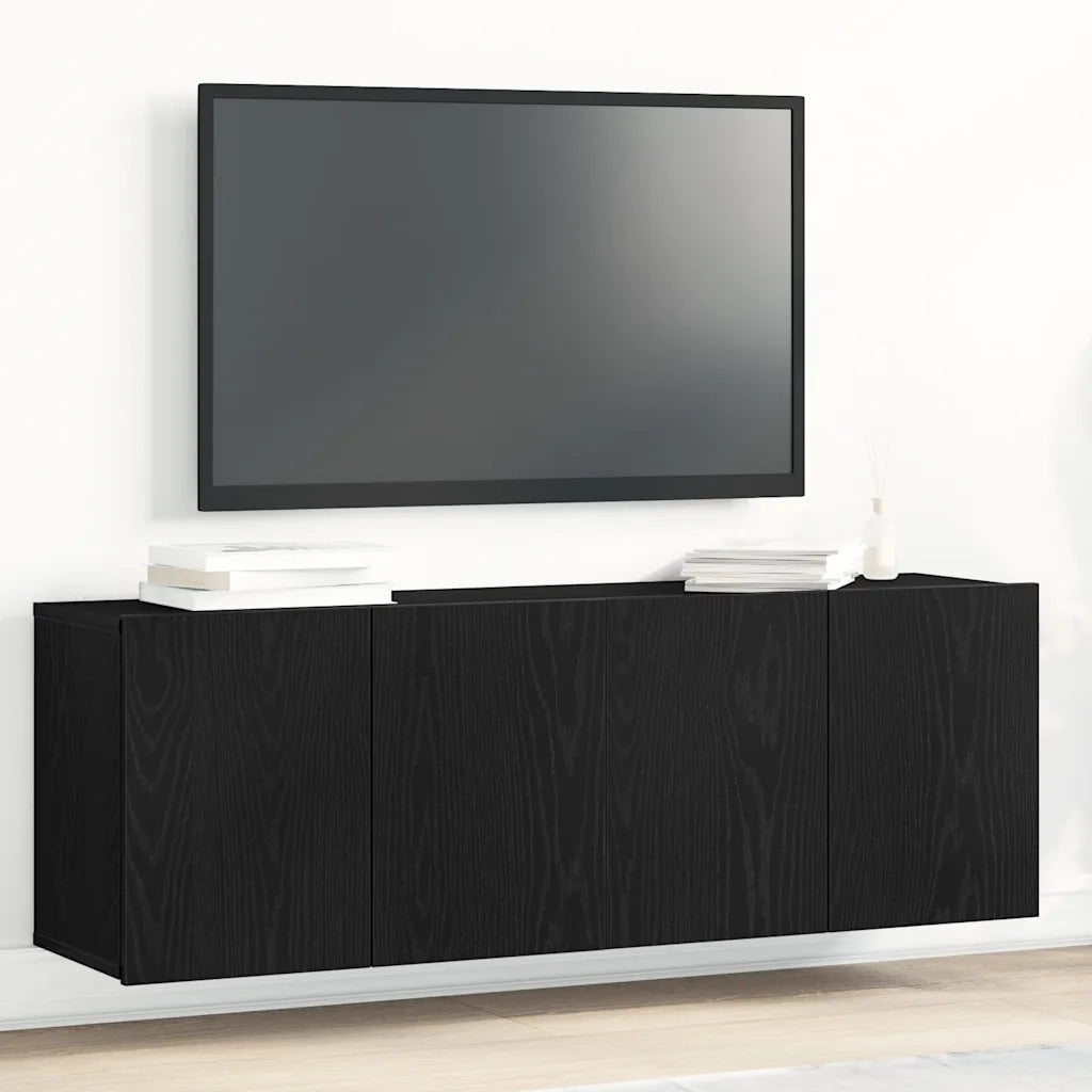 Mobili Porta TV 2 pz Rovere Nero 120x30x41 cm Legno di Argilla 862195