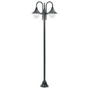 Lampione da Giardino E27 220 cm Alluminio 3 Lampade Verde Scuro 44216