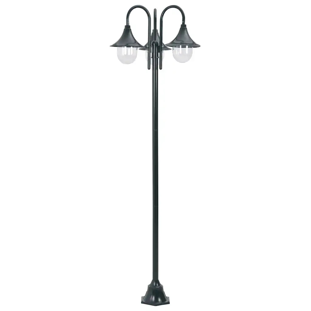 Lampione da Giardino E27 220 cm Alluminio 3 Lampade Verde Scuro 44216
