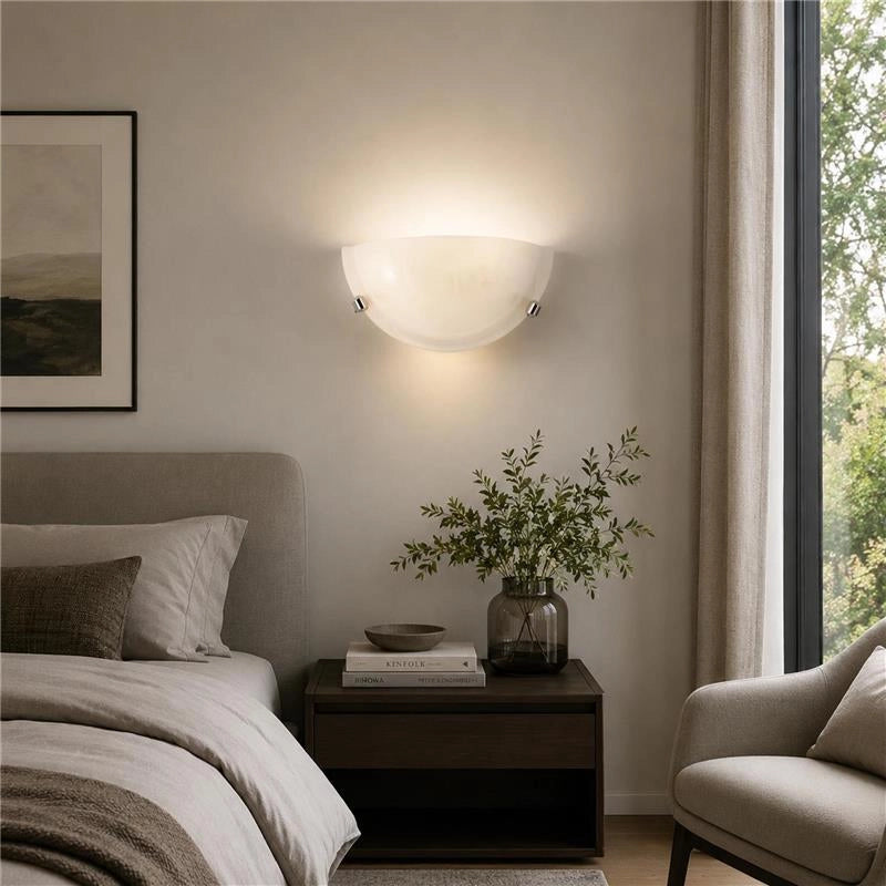 LAMPADA DUNA APPLIQUE DA PARETE IN VETRO E METALLO E27 1 LUCE BIANCA