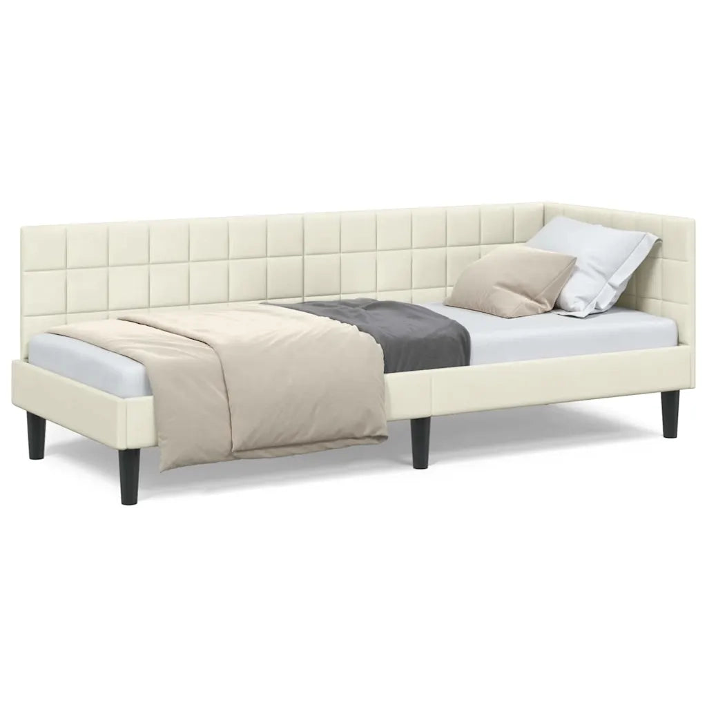 vidaXL Cornice del letto ad angolo Crema 80 x 200 cm Velluto