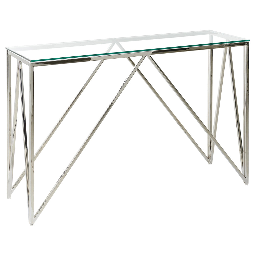 Consolle Argento Vetro Temperato Acciaio Inox 120 x 40 cm Rettangolare Glam Moderno Soggiorno Camera Da Letto Corridoio