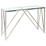 Consolle Argento Vetro Temperato Acciaio Inox 120 x 40 cm Rettangolare Glam Moderno Soggiorno Camera Da Letto Corridoio