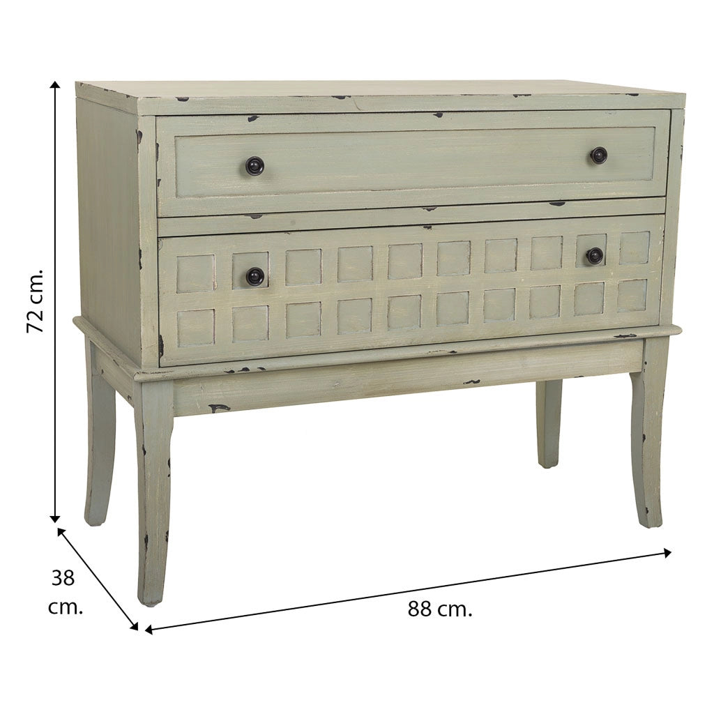 Cassettiera Mobile da ingresso in legno verde 88x38x72h
