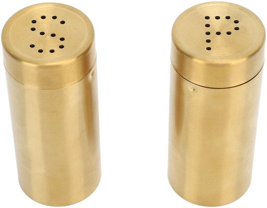 Set di Botti di Specie 2 Pezzi - Acciaio Inossidabile 304 - Botti di Specie per Sale - Per Cucina/Esterno - 3,5x1,4 Pollici - Bottone di Chiusura e Coperchio - Set di Spezie