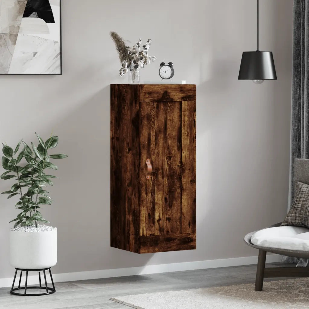 Mobile a Parete Rovere Fumo 34,5x34x90 cm in Legno Multistrato 830481