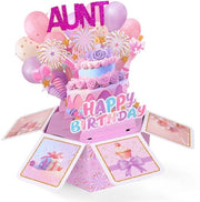 Carta di compleanno a pop-up con disegno colorato - 3D carta di auguri - inclusa piccola carta - con busta - regalo creativo per la zia